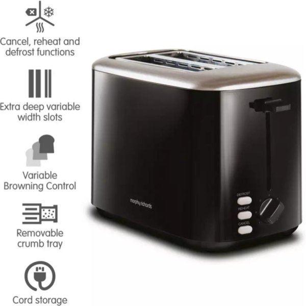 Morphy Richards Equip 2 Slice Toaster - Black (222064)
