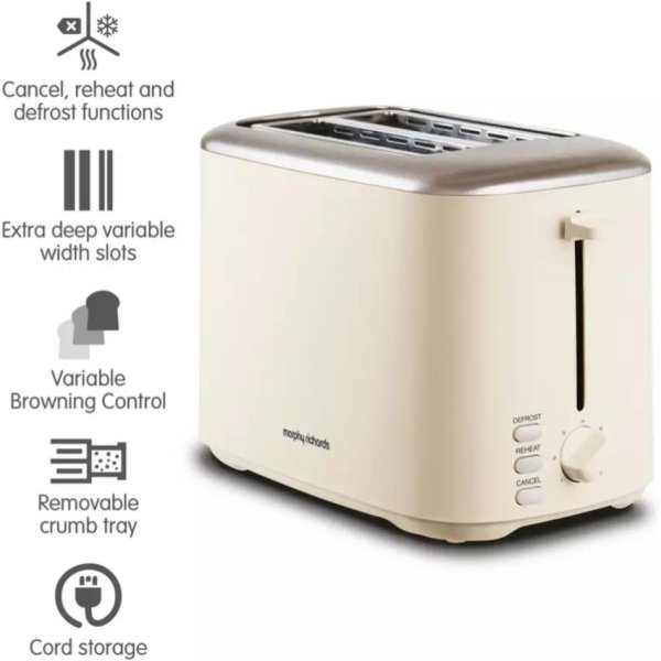 Morphy Richards Equip 2 Slice Toaster - Cream (222065)