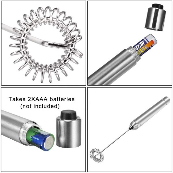 Stainless Steel 304 Battery Operated Hand Mixer Custom Made Milk Hand Mixer